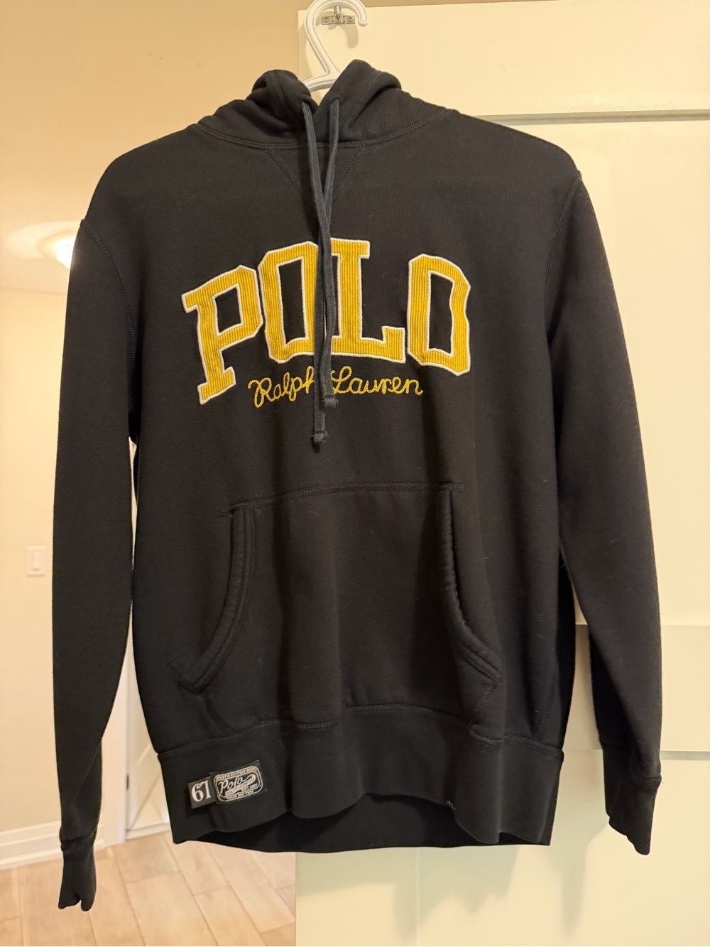 Ralph Lauren Black Hoodie with Yellow POLO Appliqué